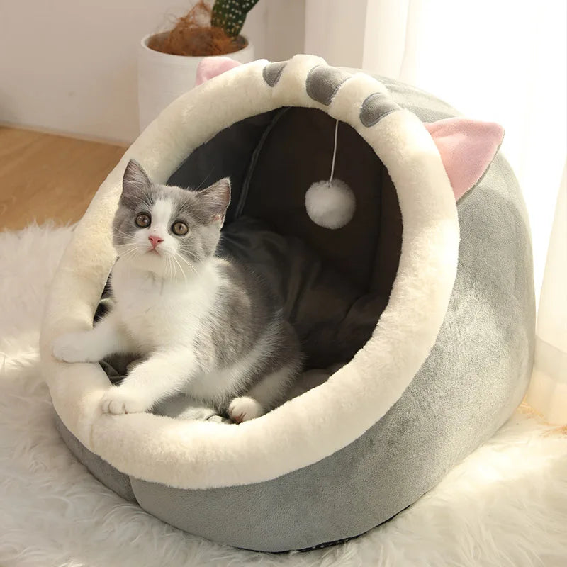 Cozy Cat & Small Dog Bed with Cute Ear Design