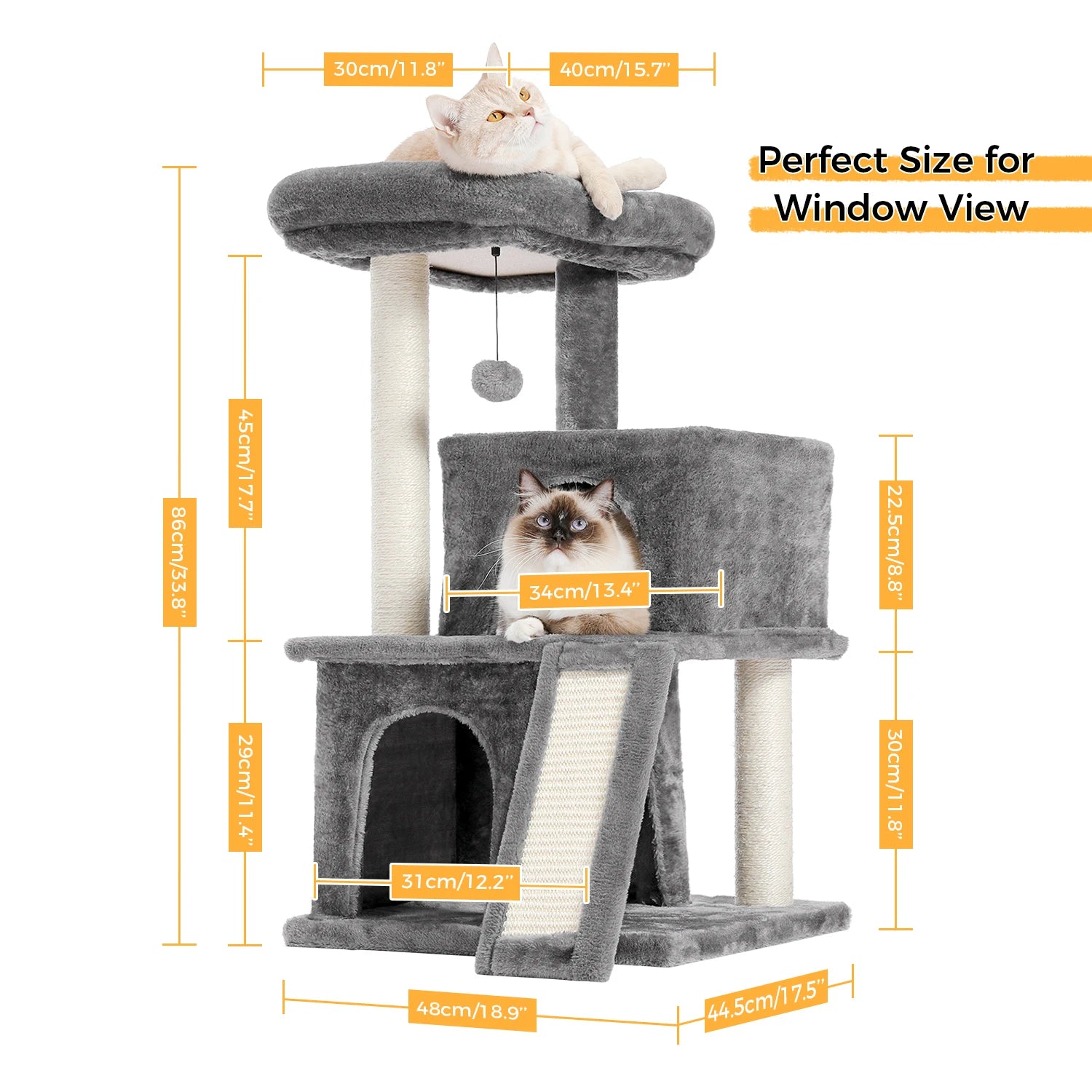 Luxury Cat Tree Tower with Double Condos, Hammock, and Sisal-Wrapped Posts