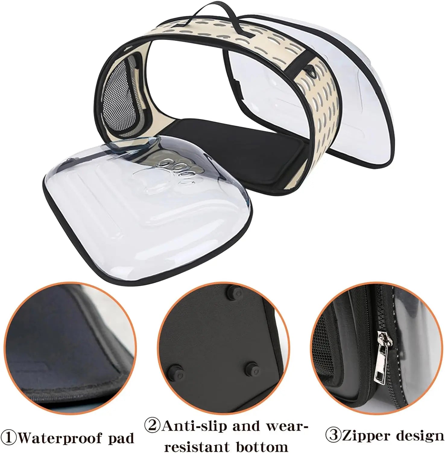 Transparent Foldable Pet Carrier – Portable and Collapsible for Dogs and Cats