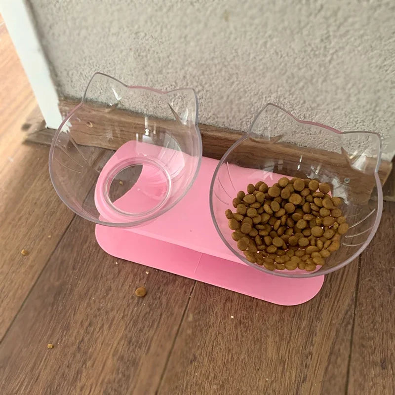 Non-Slip Double Cat & Dog Bowl with Stand – Elevated Pet Feeding Station