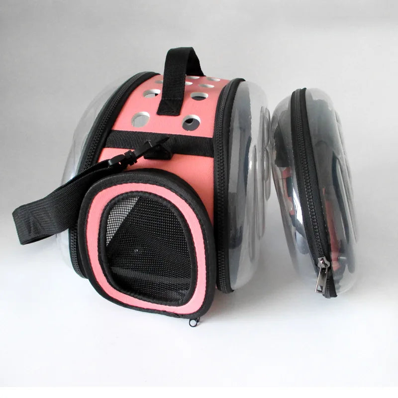 Transparent Foldable Pet Carrier – Portable and Collapsible for Dogs and Cats