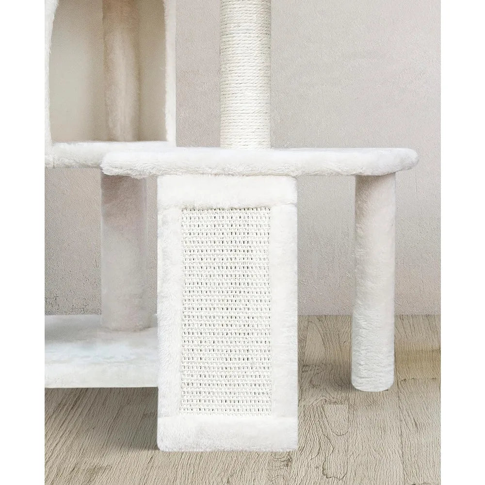 Three-Layer Cat Tree with Cozy Condo, Scratch Pad, and Two Hammocks