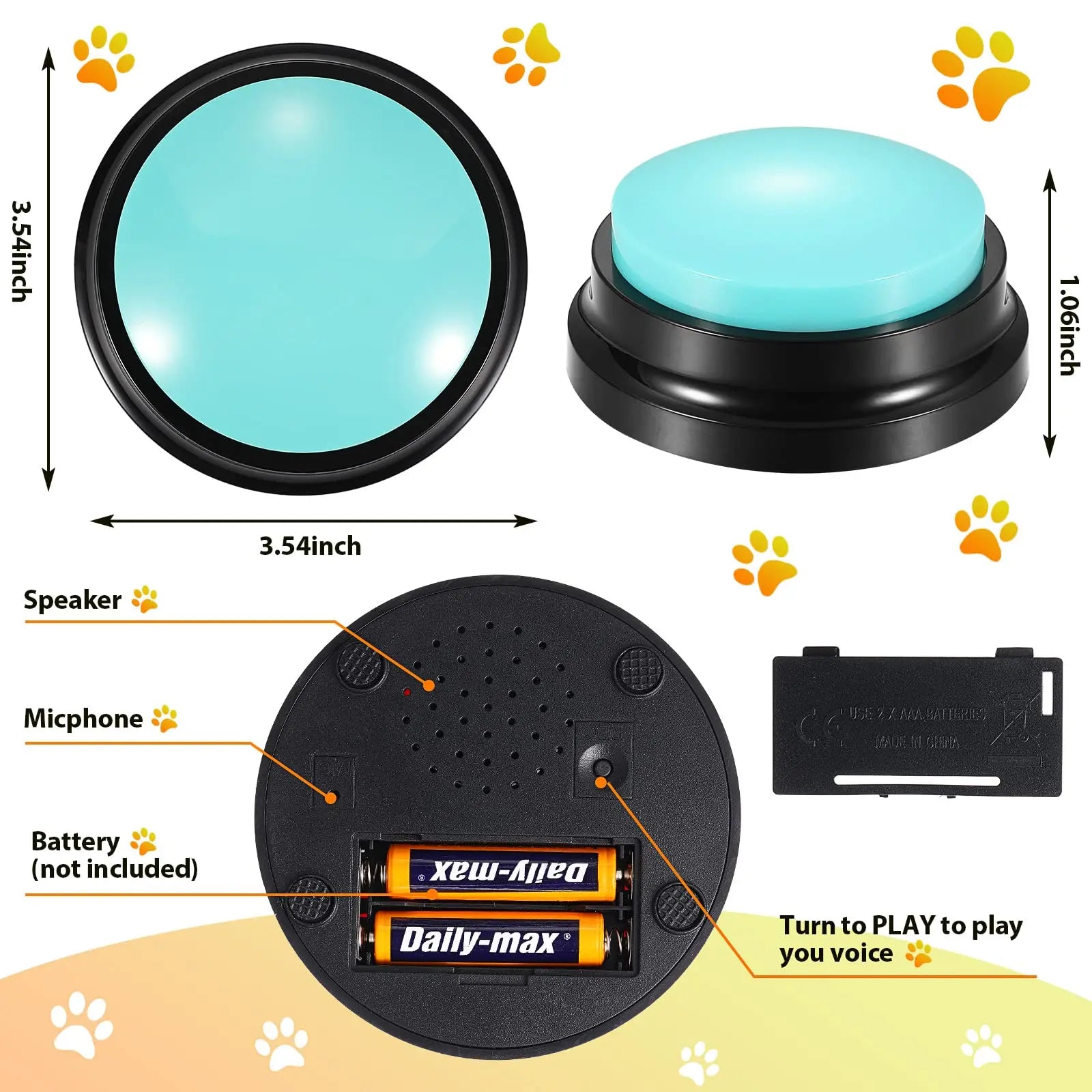 Talking Dog Buttons – Recordable Communication Toy for Pets