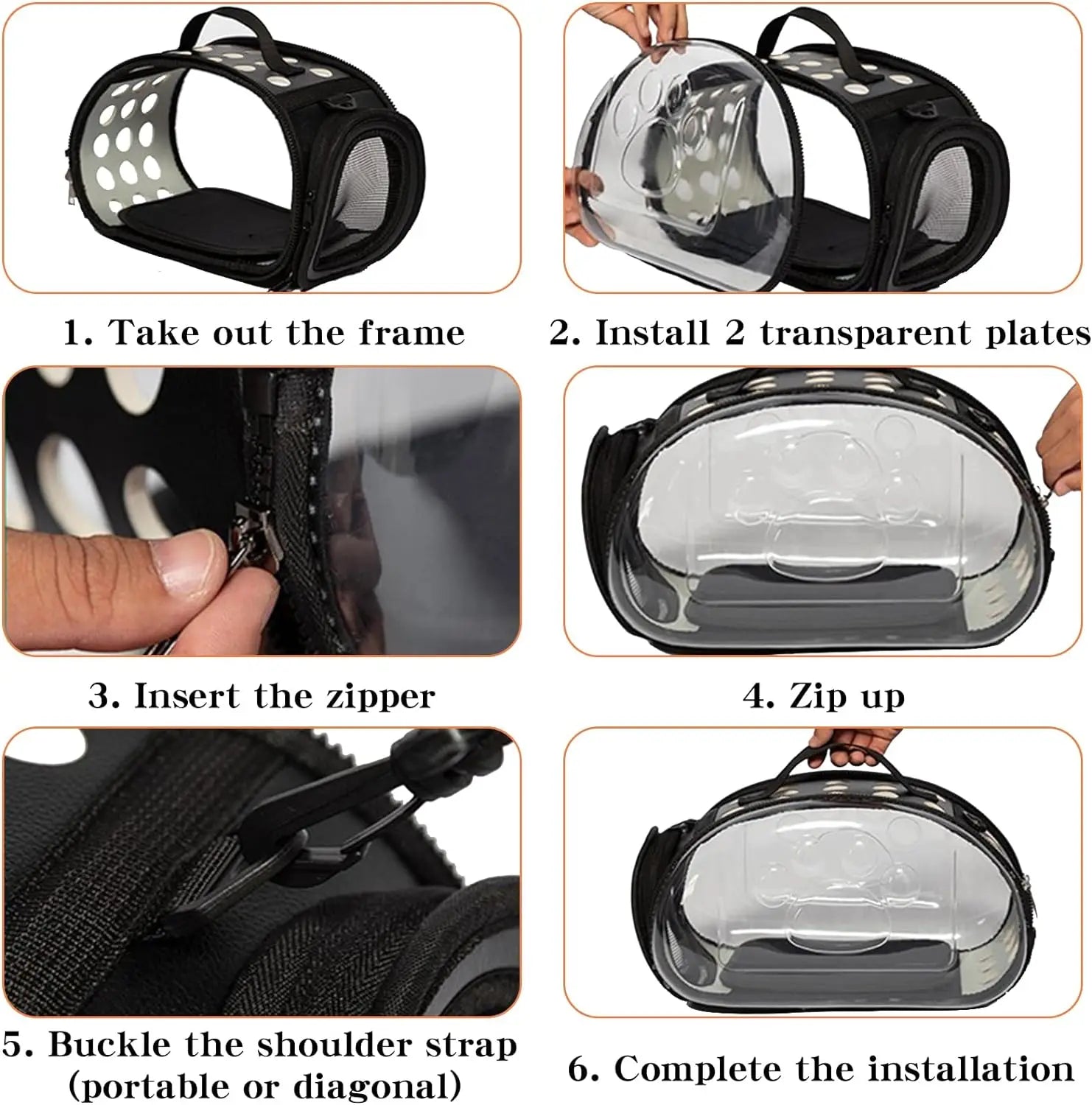 Transparent Foldable Pet Carrier – Portable and Collapsible for Dogs and Cats