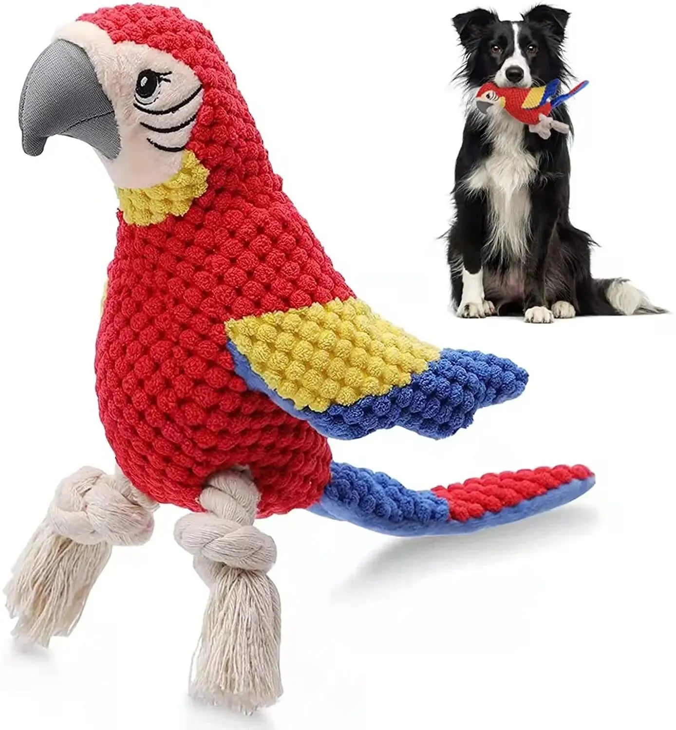 Indestructible Plush Parrot Dog Toy with Squeaker - Durable Fun for Small & Large Dogs